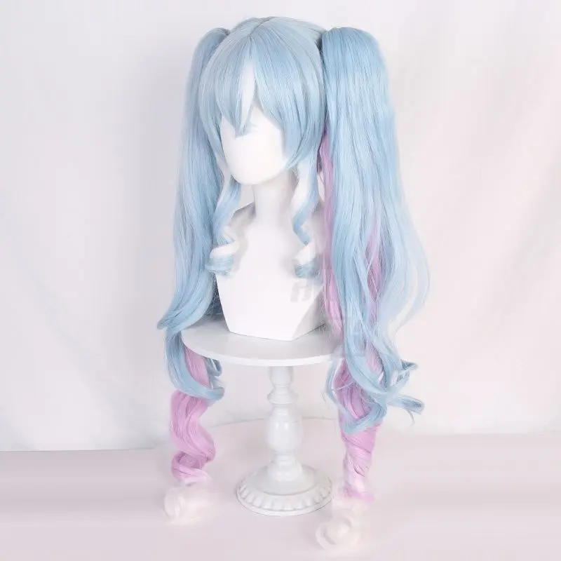 ‌ Hatsune Miku Snow Miku cosplay pruik - kleurverloop kanten voorkant, anime karakter haar, lang gemengd kleur haarstukje