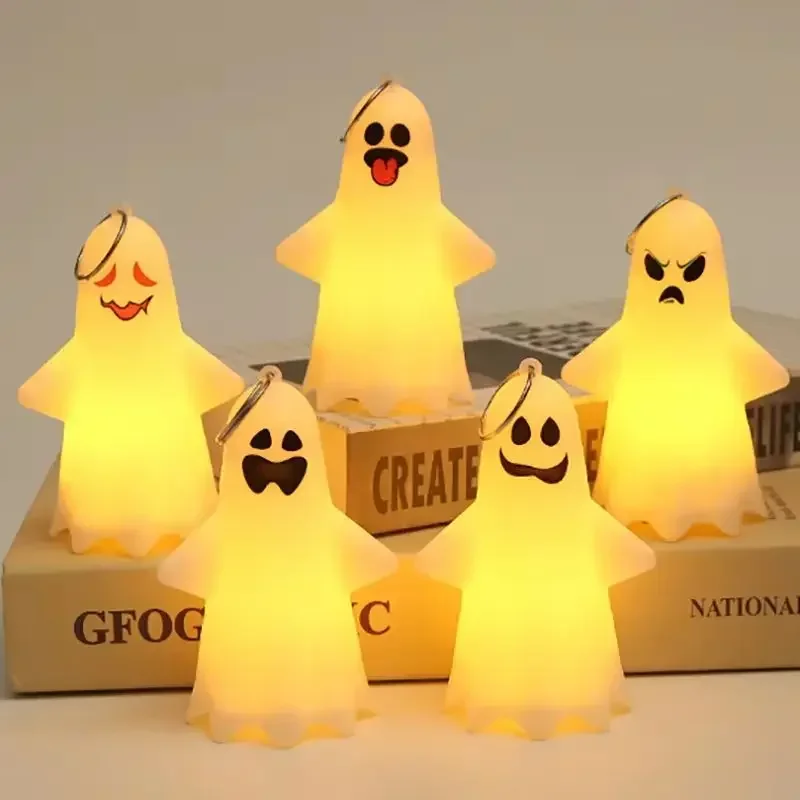 2024 Carrying Little Ghost Nightlight Halloween Mini Glowing Ghost Pendant Adorable Ghosts Statue Desk Shelf Decor Lamp