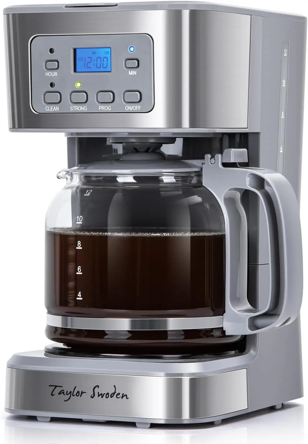 

12-Cup Programmable Coffee Maker with Strong Brew, Auto Shut Off, Glass Carafe for Home Office