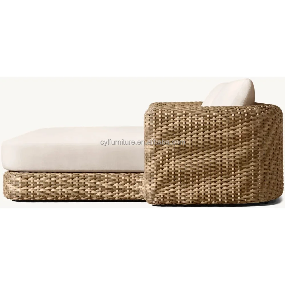 Modern PE Rattan Daybed with P - Outdoor Furniture Quick Dry recension och pris