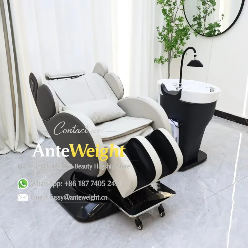 

Salon Furniture Hair Washing Equipment Shampoo Bed Backwash Shampoo Chair Hairdressing Washing Unit With Leg Massage