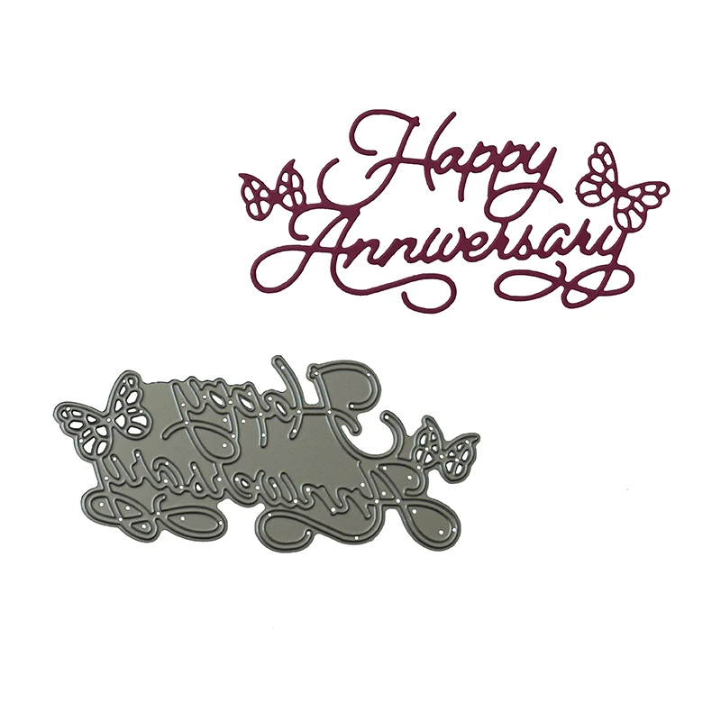 

Happy Anniversary Metal Cutting Dies for DIY Scrapbooking and Card Making Decor Embossing Craft Die Cut