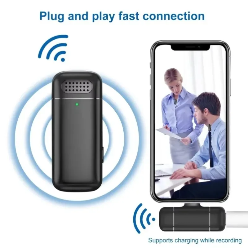 Microfono Lavalier Wireless con Vano di Ricarica Digitale e Cancellazione Intelligente del Rumore per Android e iPhone 15 16 17
