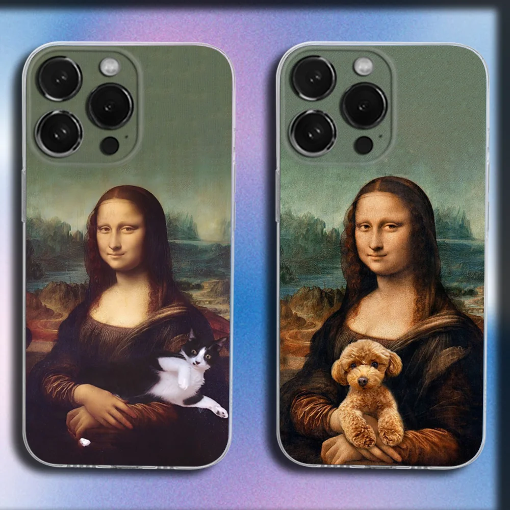 حافظة هاتف منى ليزا بات دوج آرت لهاتف آيفون 16,15,14,13,12,11 Plus,Pro,Max,XR,XS,X,Plus,SE,غطاء ناعم شفاف صغير #1