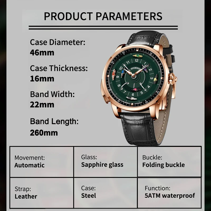 2025 New PINDU DESIGN Luxury Men Mechanical Watches Stainless Steel Watch Top Brand Sapphire Glass Button rotation game Watch - Image 5