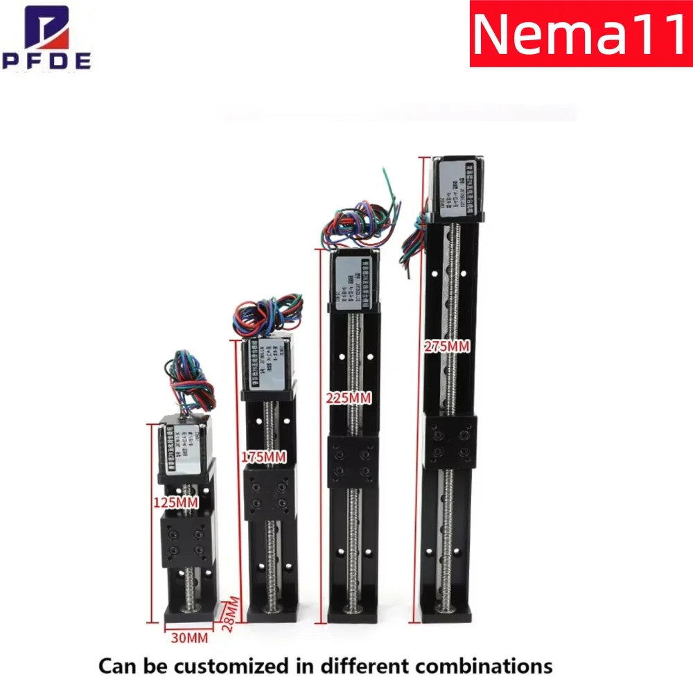 T-type Mini Sliding Table 50/100/150/200mm For Linear Rail Guide With Nema11 28mm Stepper Motor For CNC 3D Printer