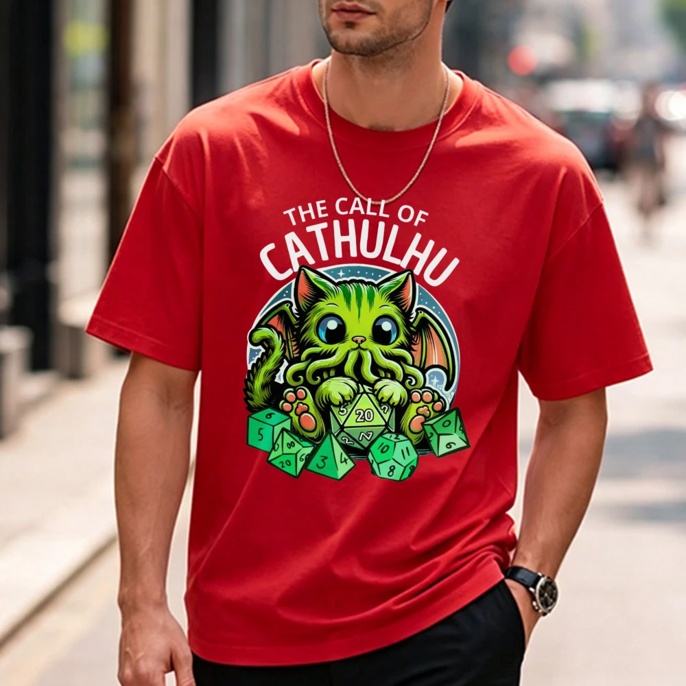 Funny Cat Shirt: CALL OF CATHULHU Cthulhu Tshirt Cathullu Geeky Cryptid Mindflayer Lovecraft Cat Kitten Playing Ttrpg Dice G