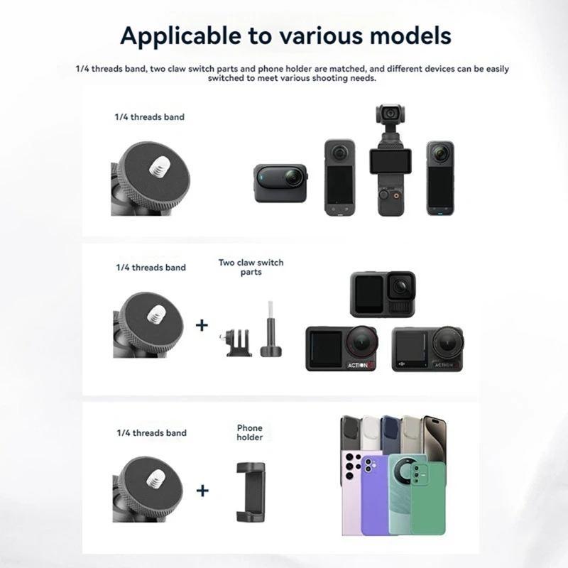 Dudukan kamera braket kepala bola magnetik, untuk DJI Action 5 Pro, kamera aksi, kepala bola dudukan magnetik untuk DJI Action5pro