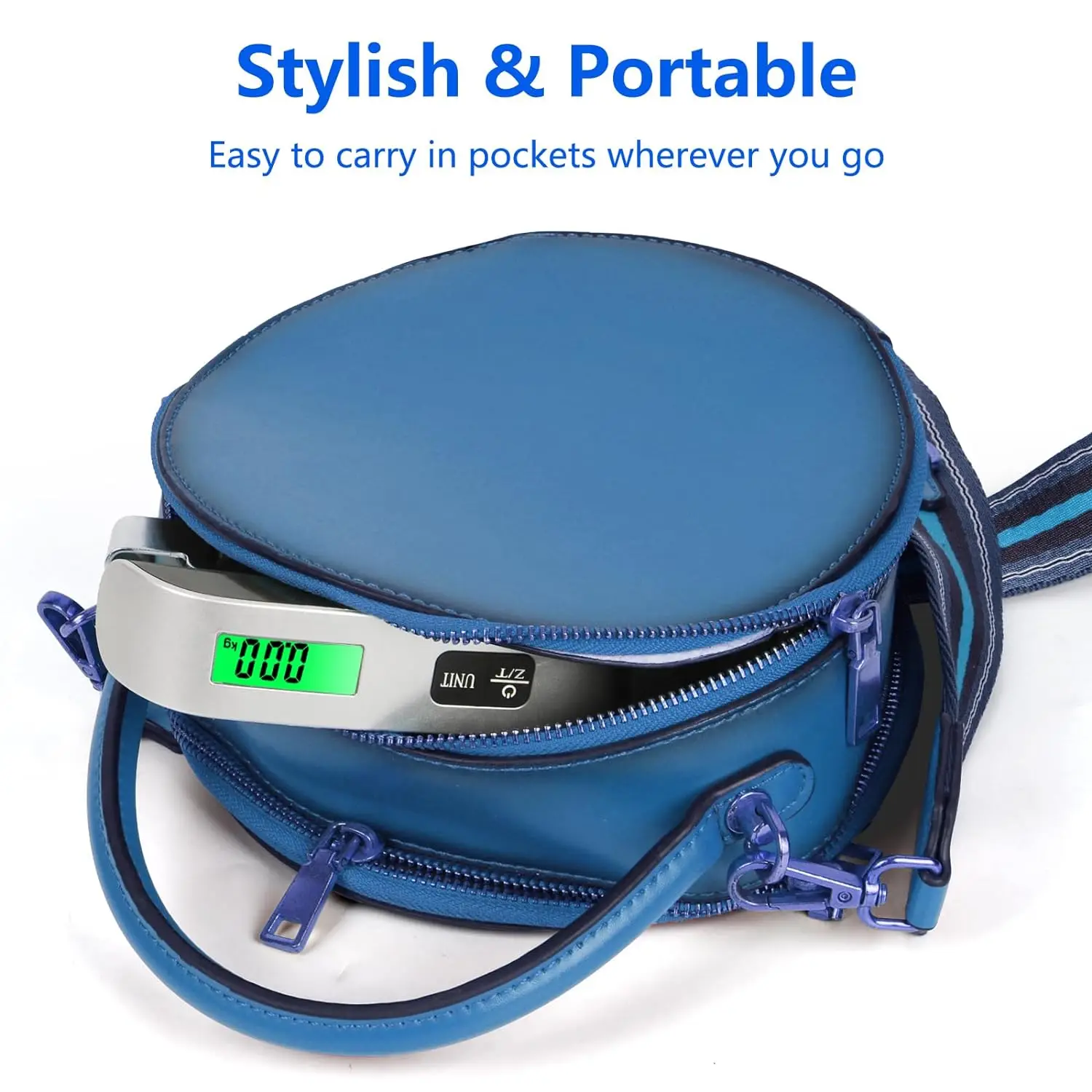 110lb/50kg Handheld Luggage Scale LCD Digital Electronic Suitcase Scale Handled Travel Bag Weighting Fish Hook Hanging Scale