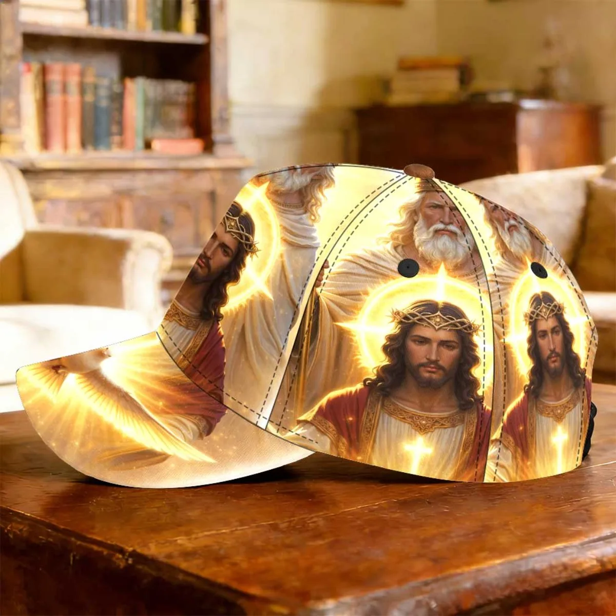 Customization 1pc Retro Baseball Cap With Holy Light Print & Full Panel - Lightweight Breathable Suitable For Running, Jogging,