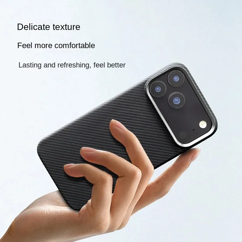Original Kevlar phone case For iPhone 17 15 16 Pro Max woven aramid fiber magnetic ultra-thin phone ultra light protective cover