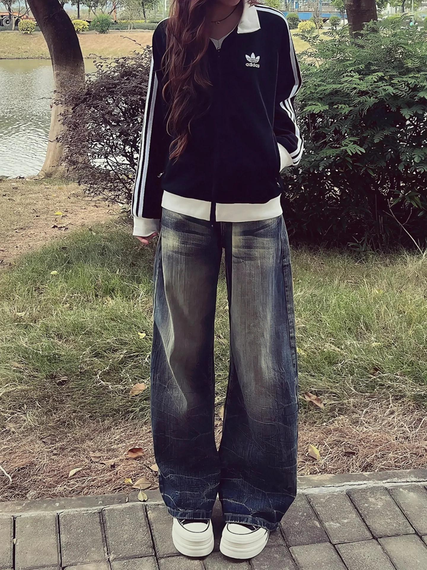 

Slimming Effectiveness Summer New Style Women's Jeans High Waist Wide Leg Pants Vintage Faded Effect Casual Comfortable Fit