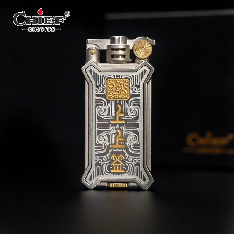 2026 CHIEF Kerosine Lighter Creative Mechanical Retro Carving Windproof Grinding Wheel Ignition Men's Personalized Gift
