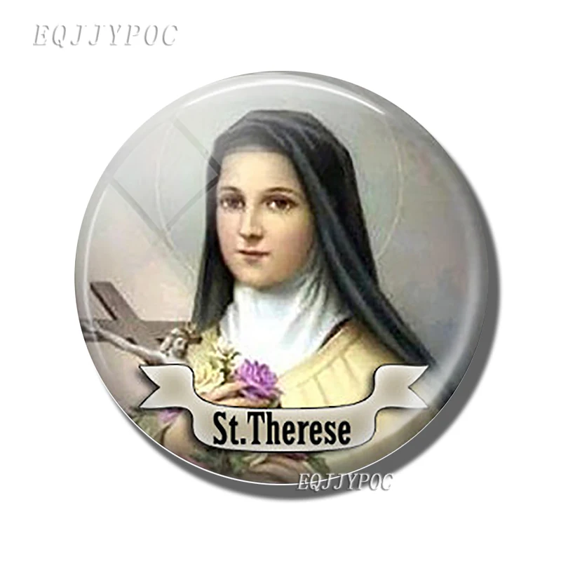 

Refrigerator Sticker St Therese portrait 30 MM Fridge Magnet Saint Religious Medal Saint Glass Dome Magnetic Note Holder