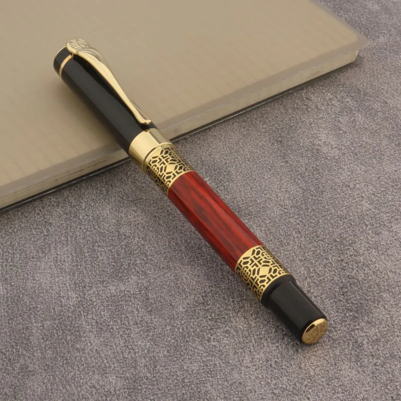 

1 шт., роскошная брендовая металлическая перьевая ручка высокого качества, красная, черная, школьные, офисные подарки, канцелярские принадлежности, чернильные ручки