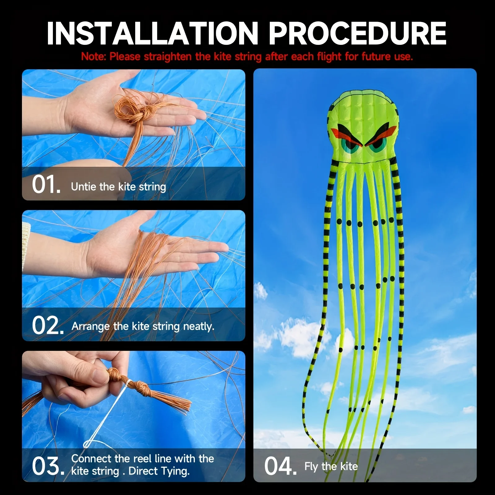 Aquilone a Forma di Polpo 3D da 8 Metri, Grande Aquilone Morbido Gonfiabile per Esterni, Facile da Pilotare, Resistente agli Strappi, Regalo per Adulti dai 14 Anni in Su