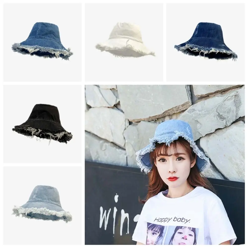 Retro Denim Emmer Hoeden Zonnescherm Breedgerande Shabby Vissershoed Zachte Lichtgewicht Zonwering Wastafeldop Sport