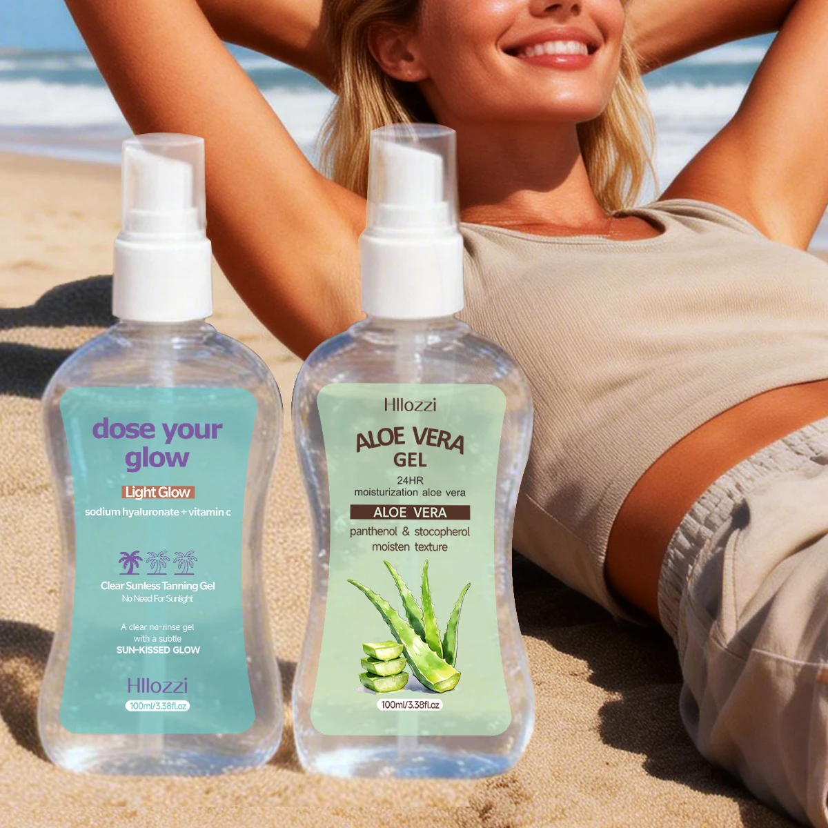 

CLEAR SUNLESS TANNING GEL (LIGHT GLOW) ALOE VERA GEL,Long-lasting bronze color, moisturizes the skin, suitable for all skin type