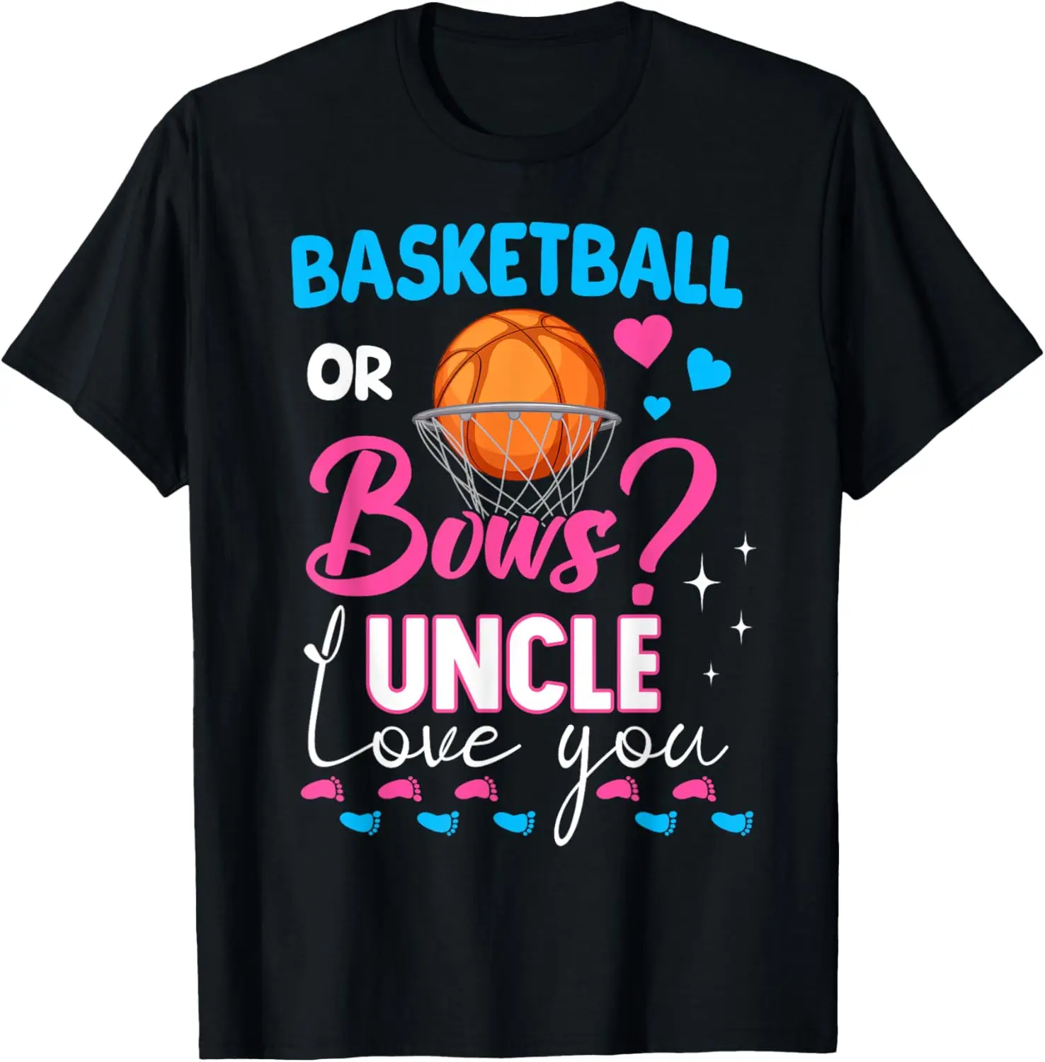 Basketball or Bows Uncle Loves You 2025 Gender Reveal T-Shirt