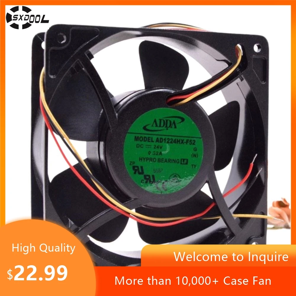 for ADDA AD1224HX-F52 12038 12cm 120mm DC 24V 0.32A 3-Wire Aluminum Frame Cooling Fan, High Airflow for Server Inverter PSU Fan