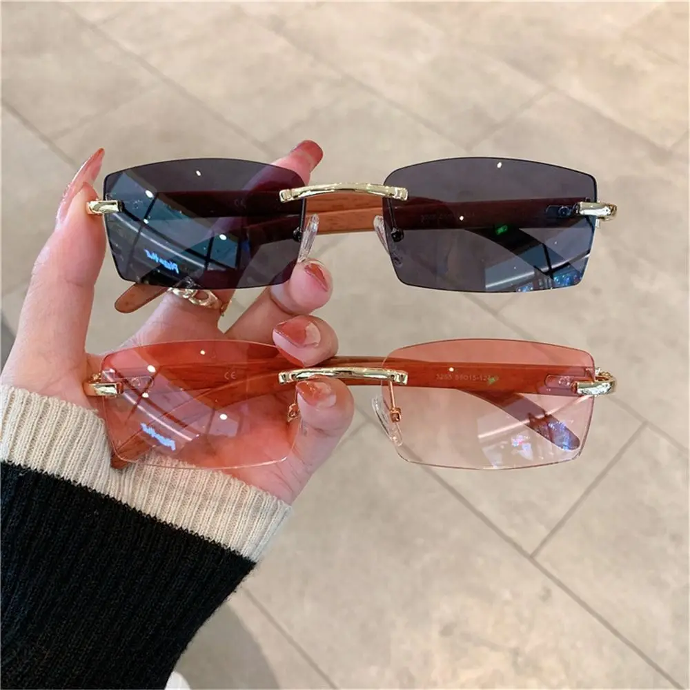 Driving Shades Rectangle Sun Glasses Frameless Eyewear Summer UV400 Gradient Punk Sunglasses for Women Men Riding Glasses