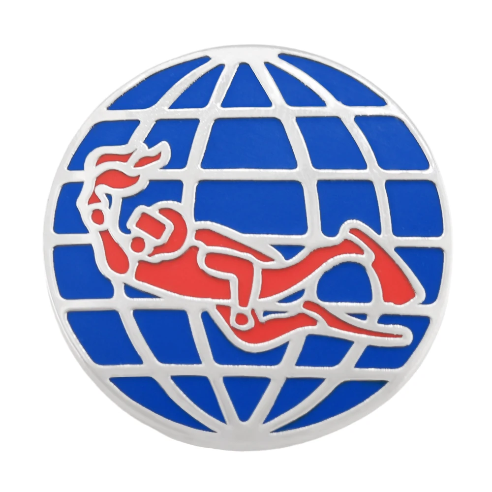 PADI Logo Enamel Pin Global Diver Lapel Pin Red Diver Blue Earth Badge Scuba Diving Themed Backpack Accessories view 6