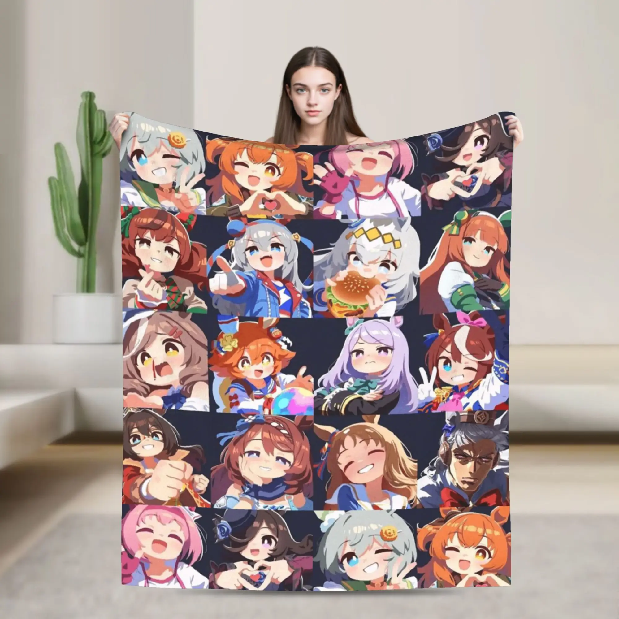 

Haru Urara Soft Warm Blanket Umamusume Kids Adult Plush Bedding Throws Funny Home Decor Flannel Bedspread Sofa Bed Cover