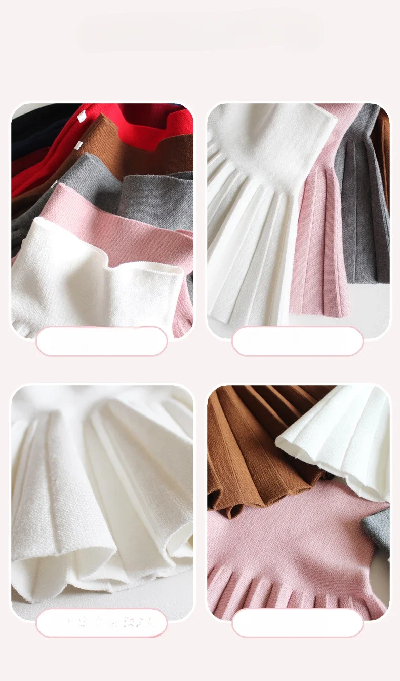 2-12Year Kleinkind Baby Mädchen Stricken Rock Herbst Winter Prinzessin Plissee Kinder Schule Hohe Taille Mini Tutu Röcke Kinder Kleidung – Detail 4