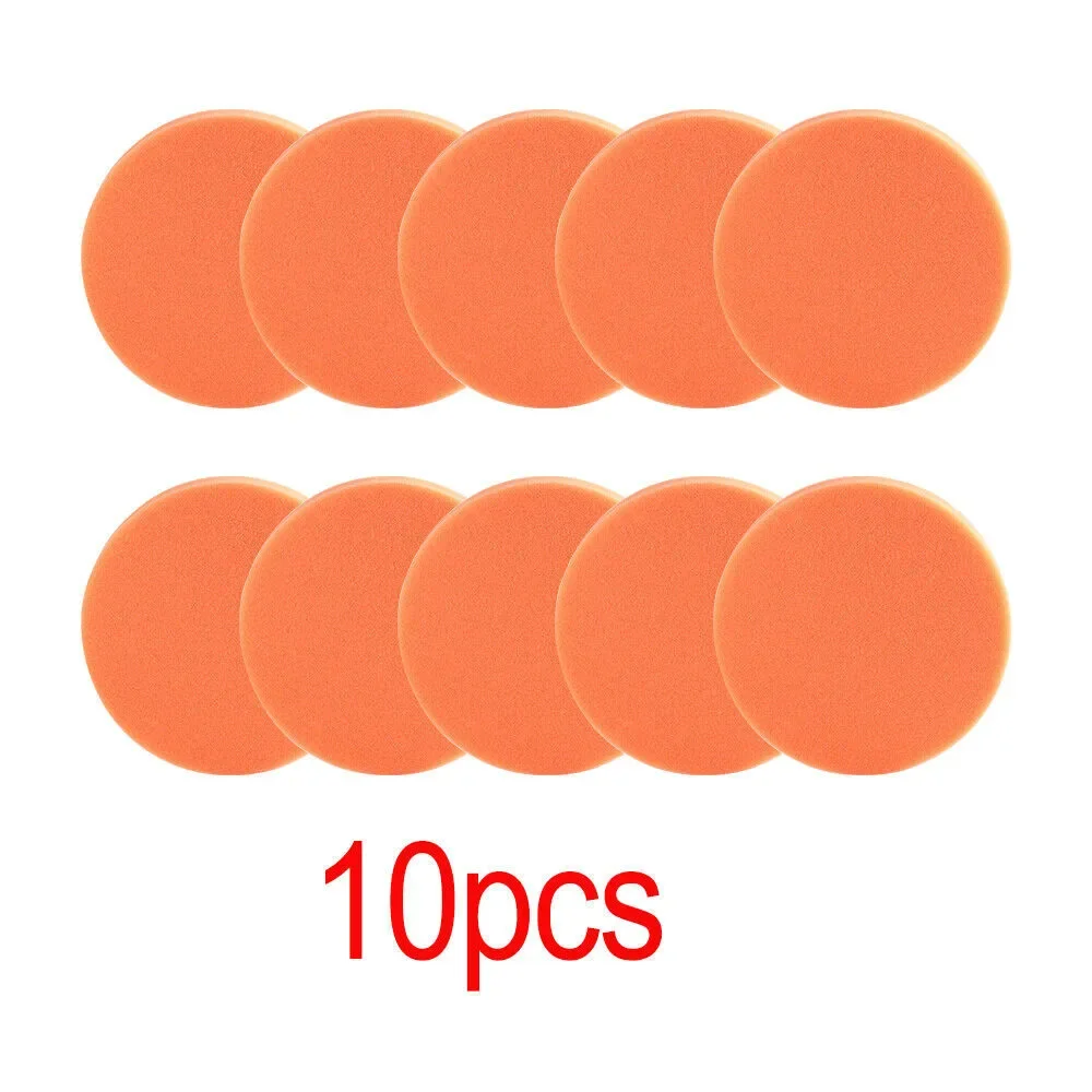 10PCS 75mm Car Polishing Sponge Kit Waxing Orange Smooth Flat Sponge Polishing Pad Cleaning Tool For Car Polisher