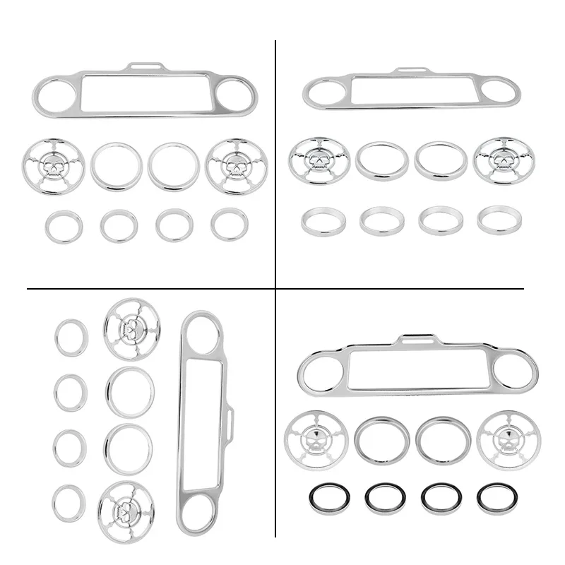Motorcycle Chrome Dash Trim Set Skull Speaker Bezel Cover for Harley Touring Electra Road Street Glide Road King 1996-2013