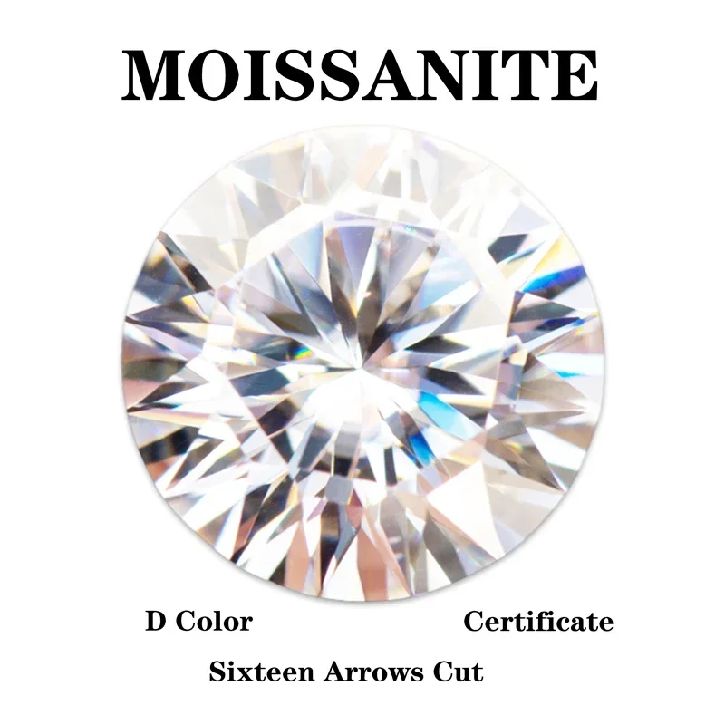 

Moissanite Round Shape Sixteen Arrows D Color Vvs1 Charms Gemstone DIY Ring Necklace Earrings Main Materials with Certificate