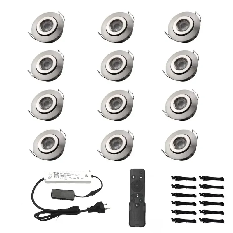 12x3W 12V Embedded LED Spotlight Anti Glare Recessed Downlight for Indoor Cabinet Outdoor Home Lighting Easy Installation