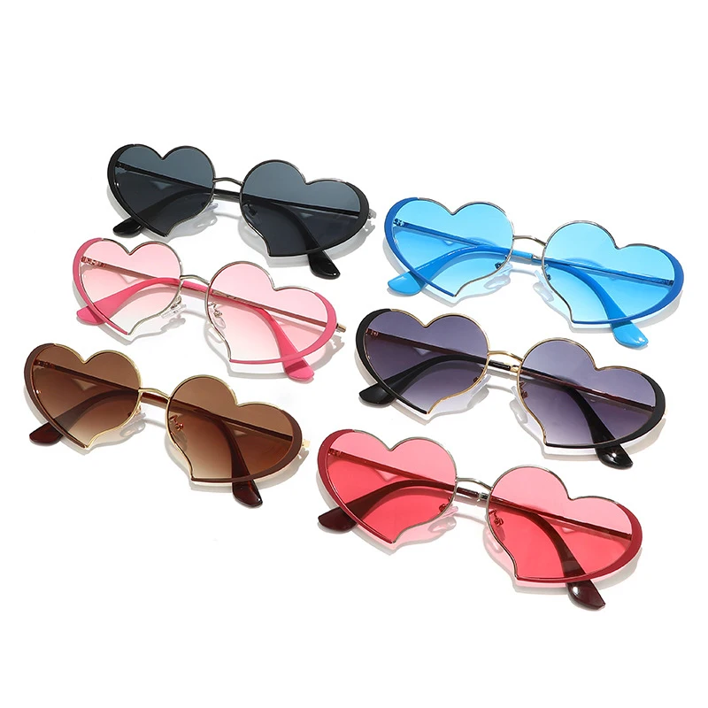 Y2K gafas de sol de Metal con forma de corazón para mujer, gafas gradientes para exteriores, gafas femeninas, tonos UV400, gafas de sol de Metal para mujer y Niña