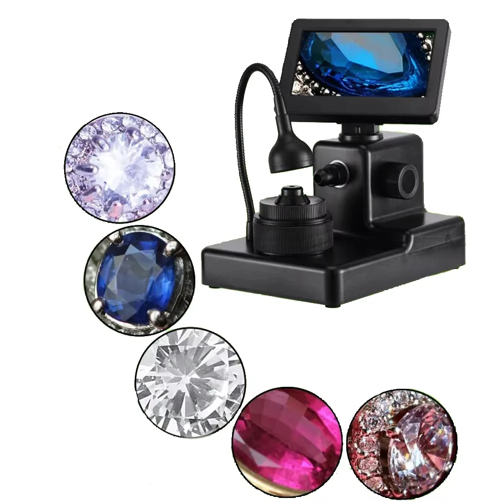 

HJ-1000 4.3Inch LCD HD Screen Diamond Girdle Code Viewer Microscope for Loose Diamond Inscription Viewer 50X-1000X