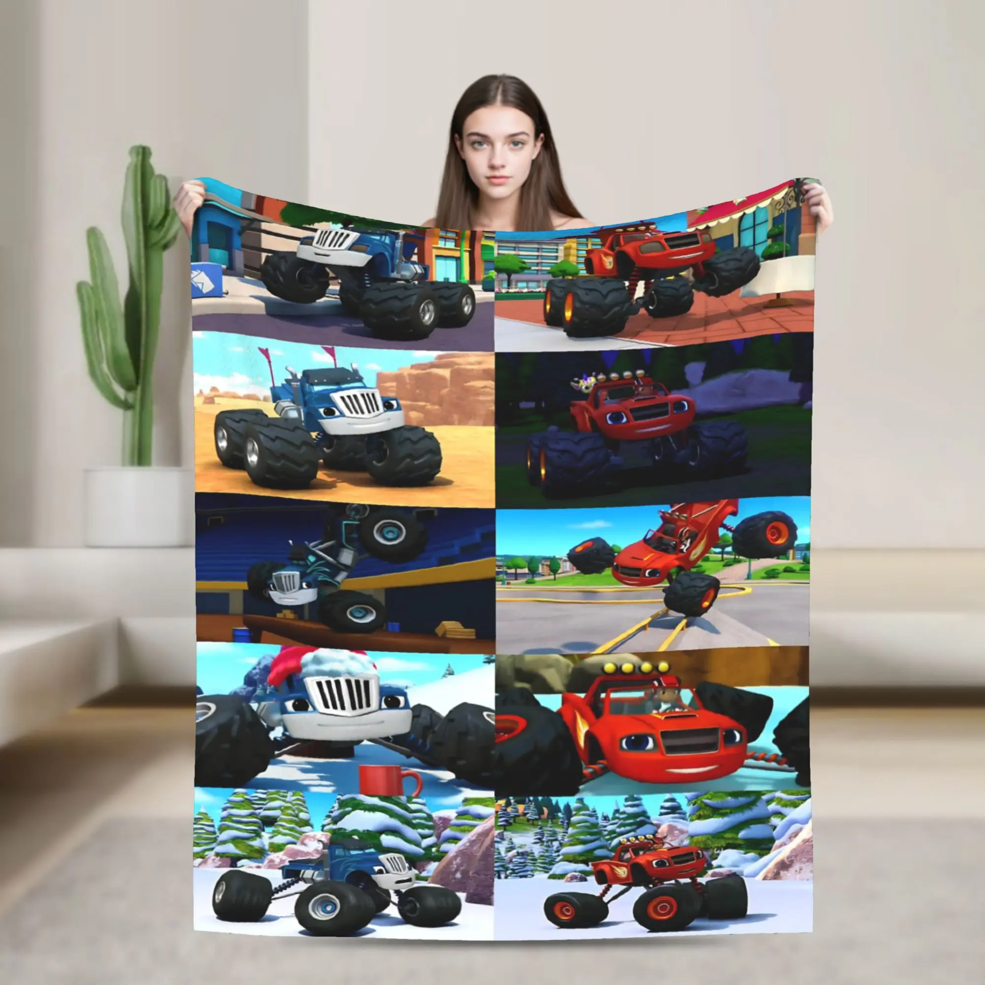 Blaze and the Monster Machines Blanket Multiple Sizes Warm Cozy Fluffy  Throw Blankets for Couch Sofa and Bed