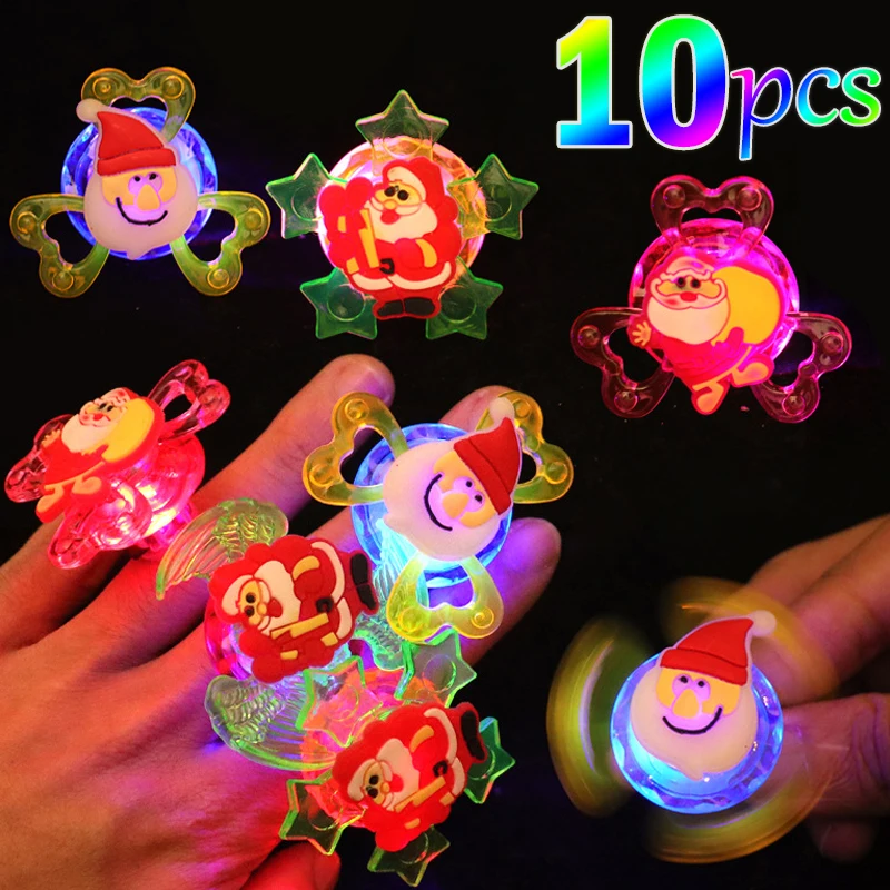 Christmas Ring LED Flash Cartoon Snowman Refers To Light Toy Night Glow Gyro Ring Decompression Toy Children's Party Decoration