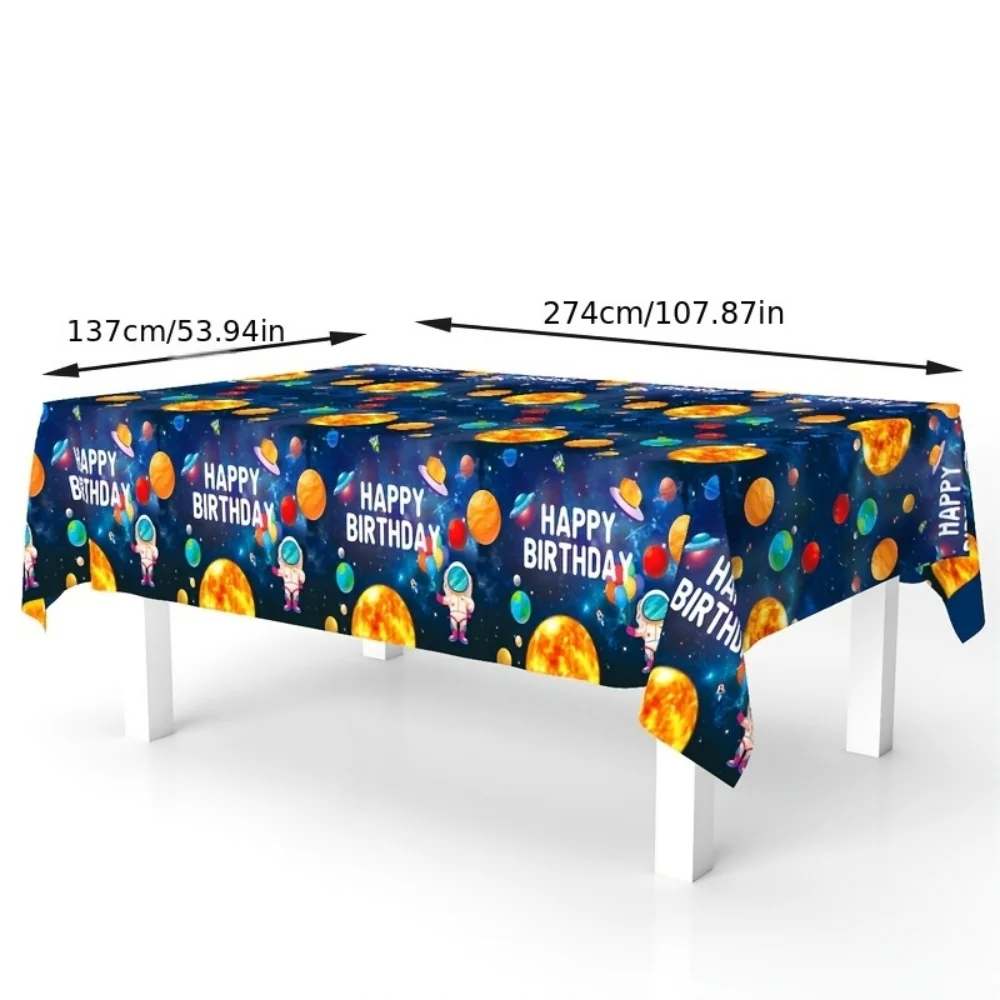 1 Piece of Household Party Space-Themed Planet Pe Disposable Waterproof Birthday Party Tablecloth, Banquet Party Birthday Tablecloth Decoration Supplies