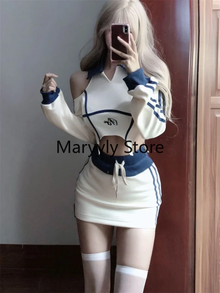 Tracksuits Women Casual Sweatshirts + Y2k Mini Skirts Fashion Outfits Chic French Bodycon Y2k 2 Piece Skirts Set 2023 Autumn