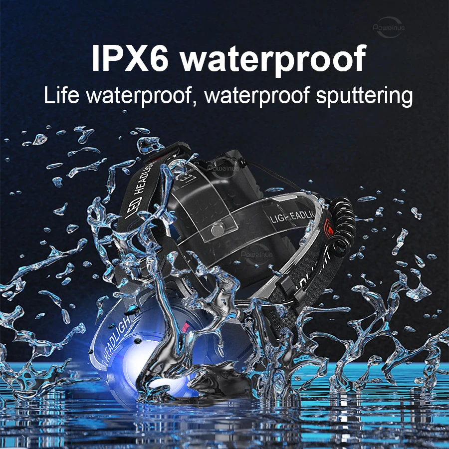 350000000 Ultra Powerful LED Headlamp Super Bright 4000M Head Flashlight Rechargeable Head Torch Fishing Hunting Headlight 18650