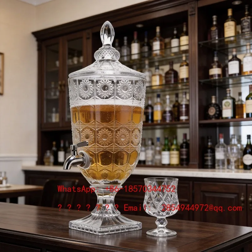 French High-value Glass Cold Kettle with Faucet Beverage Bucket High-end Light Luxury Juice Bucket