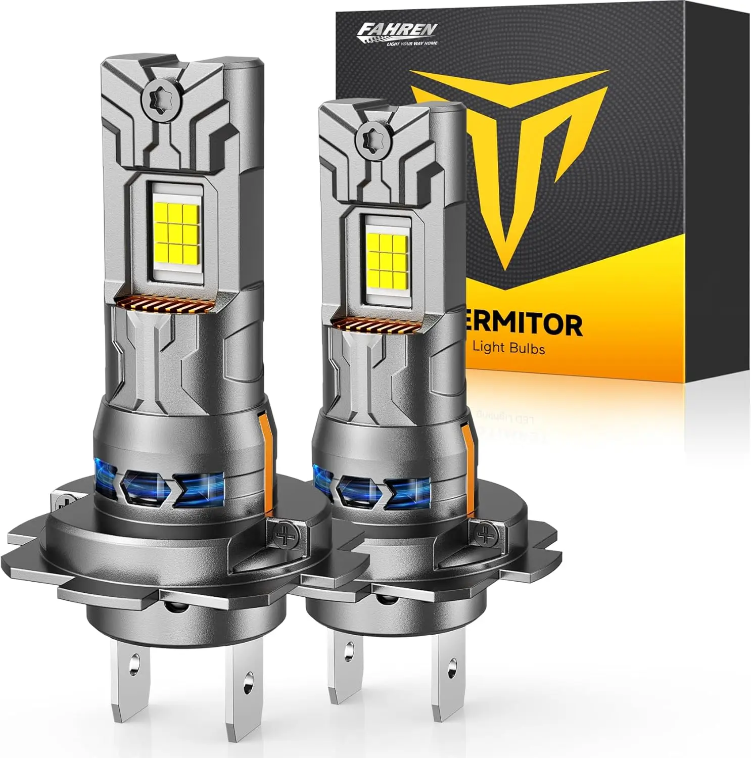

FAHREN 2 шт. H7 светодиодные лампы CANBUS, 75000LM 1:1 мини-размер Plug and Play, 6500K холодные белые противотуманные фары H7 с охлаждающим вентилятором
