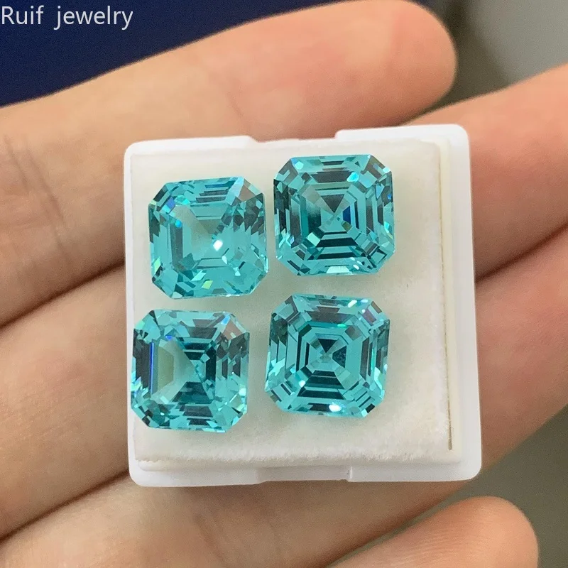 

Ruif New Popular Nice Paraiba Color Asscher Cut Lab Grown Sapphire Gemstone for Jewelry Making