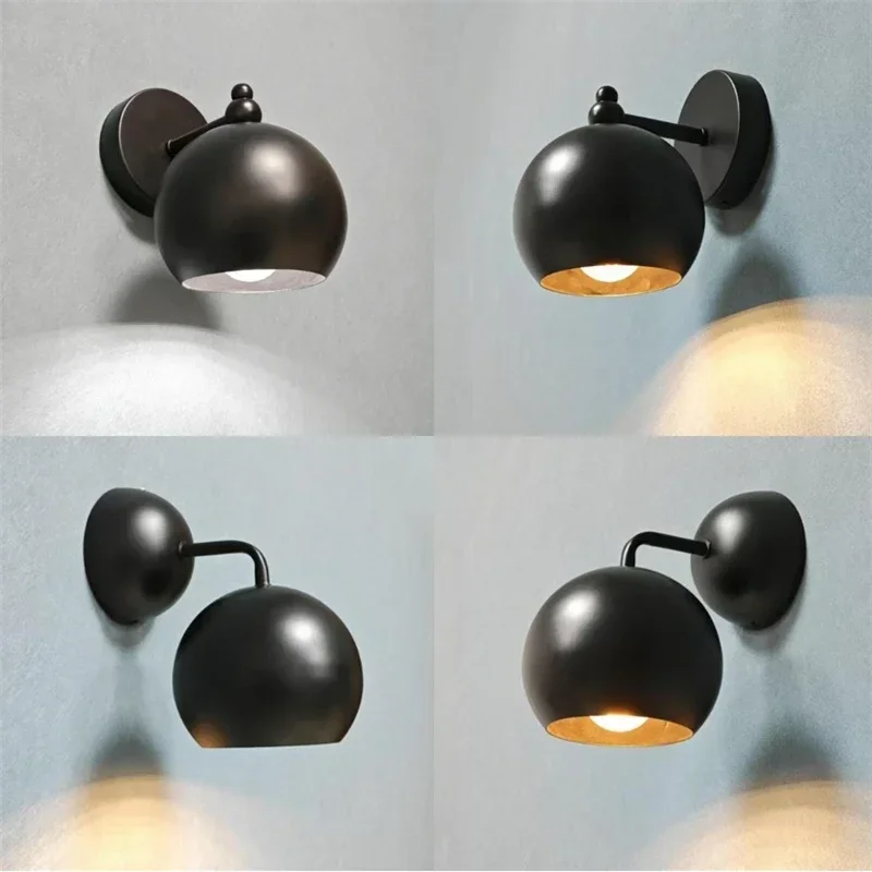 

Скандинавские современные простые настенные светильники, светодиодные черные металлические внутренние светильники для гостиной, спальни, прикроватные тумбочки E27, настенные бра, лампа в стиле ар-деко