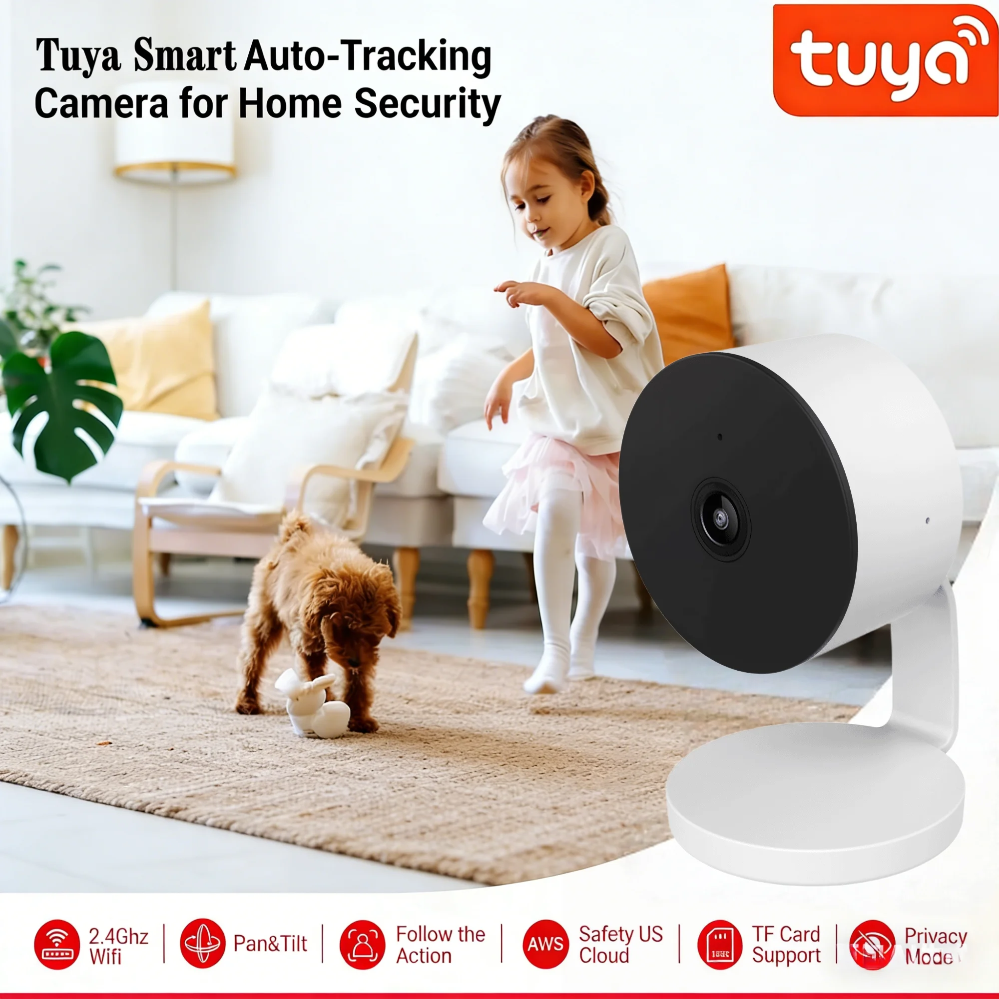 Tuya Smart 4MP HD Indoor Home Security Camera for Baby/Elder/Pet/Nanny With Real-time APP Alert 2-Way Audio Human Body Detection