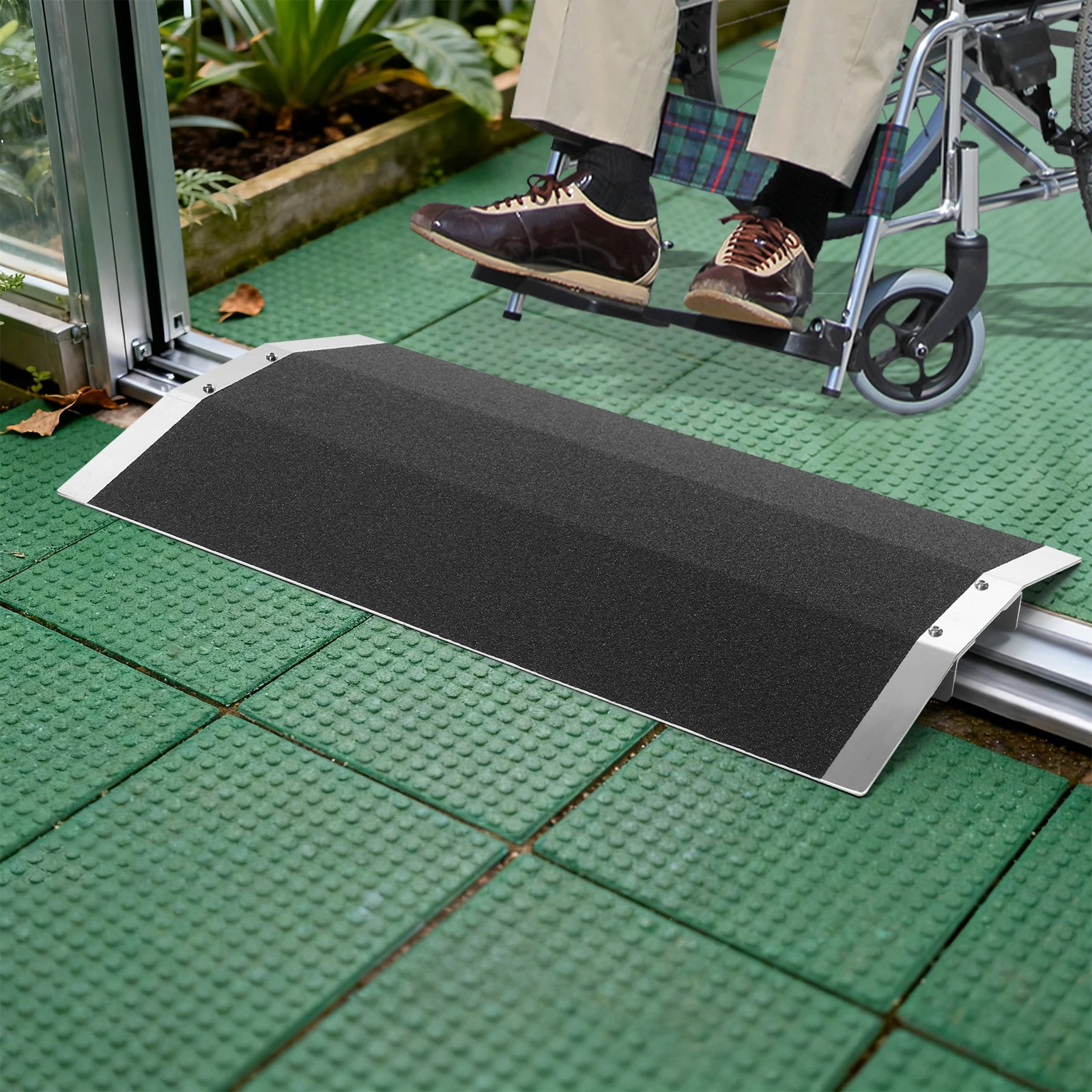 Rollstuhlrampe, Schwellenbrückenrampe aus Aluminiumlegierung für Rollstuhl, Motorrad, Fahrrad, Trolley, 300 kg Tragfähigkeit, 70 x 40 cm