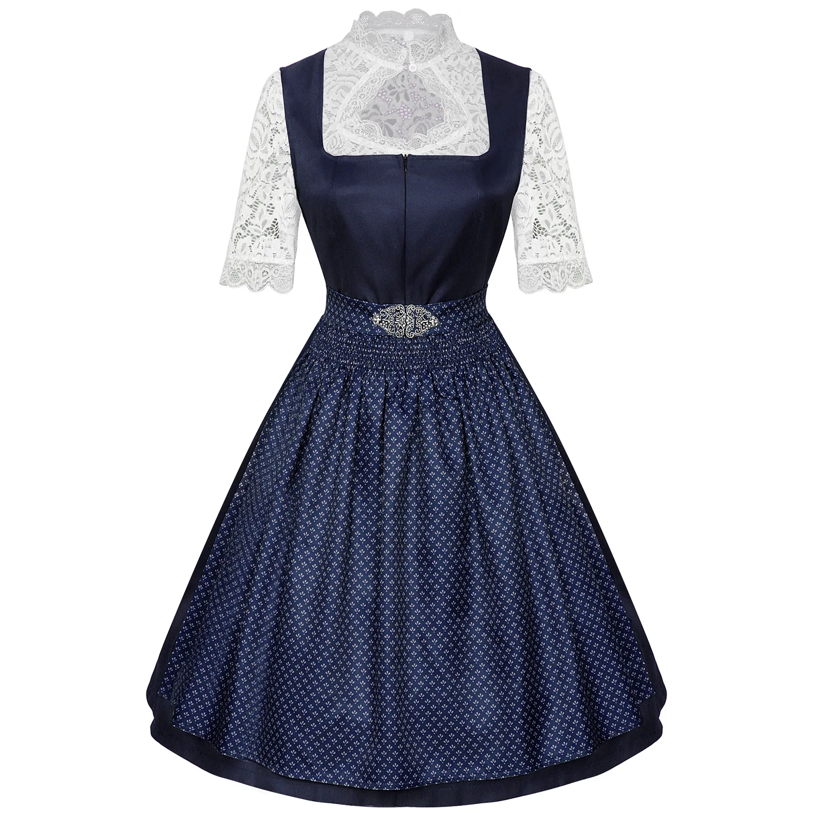 فستان بافاري، فستان خادمة تنورة البيرة، ملابس أداء مريلة نسائية من الدانتيل بأكمام قصيرة لمهرجان بيرة ميونيخ ألمانيا