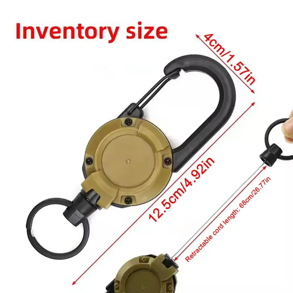 Anti-Theft Heavy Duty Retractable Pull Badges Id Reel Buckle Key Holder Multiple Outdoor Tool Keychain Carabiner Keychain