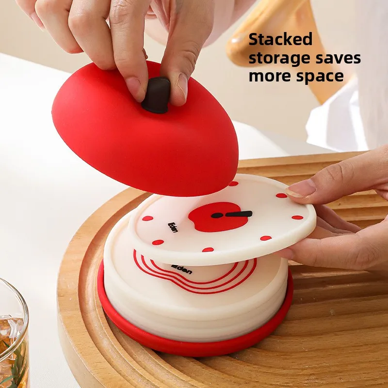 1pc Small Apple Silicone Coaster Set Multi Layer Insulating Mat for Coffee Tea Cup Office Desktop Heat Resistant Pad