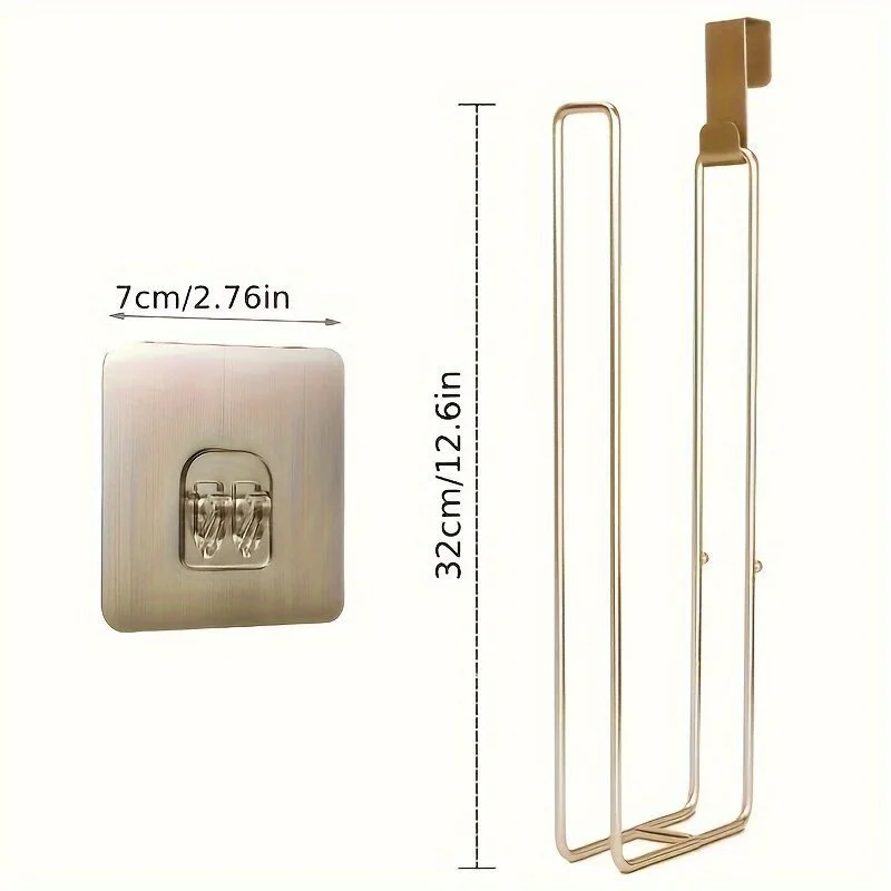 قطعة واحدة من حامل ورق التواليت المعلق مع رقعة، حامل المناشف الورقية للحمام، بدون حفر على الحائط، للمطبخ والحمام