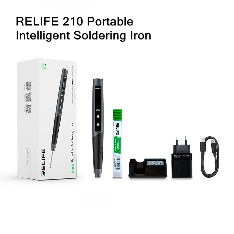 RELIFE 210 Portable Smart Soldering Iron with OLED Display C210-k Tips Rapid Heating without Battery PCB Board Repair Welding